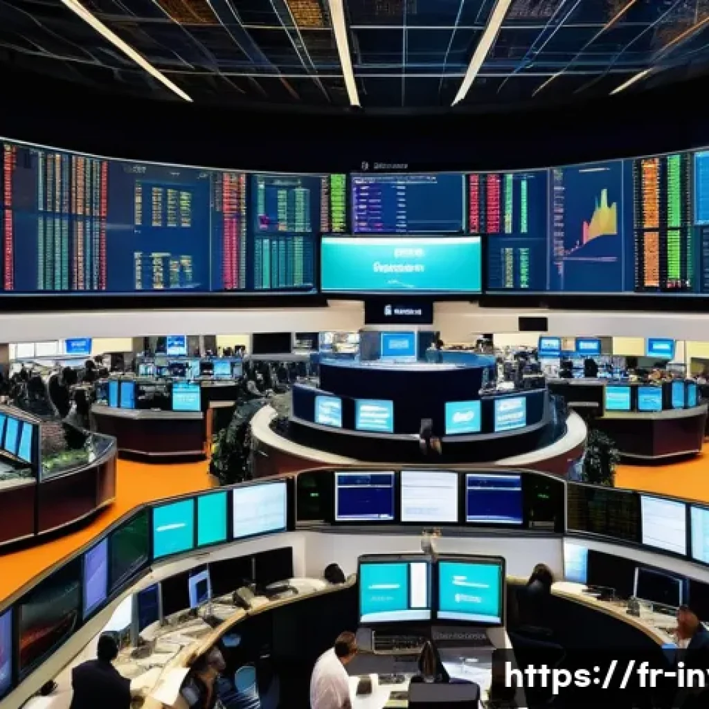 주식 거래 시간과 영향 - A detailed, realistic digital painting of a busy Paris stock exchange trading floor during market op...