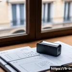 암호화폐 자산관리 방법 - A modern French home office scene featuring a person carefully setting up a cold crypto wallet hardw...