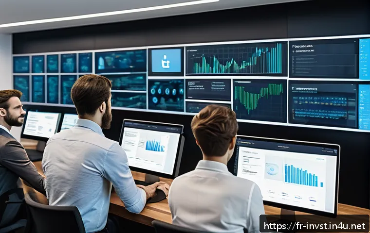 코인 스캠 프로젝트 식별법 - A professional workspace scene showing a diverse team of crypto developers and analysts gathered aro...
