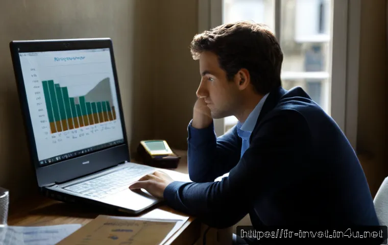Home 16 주식 초보자의 실수 피하는 법 - Photorealistic French beginner investor at a tidy home office desk, calmly comparing a simple upward...