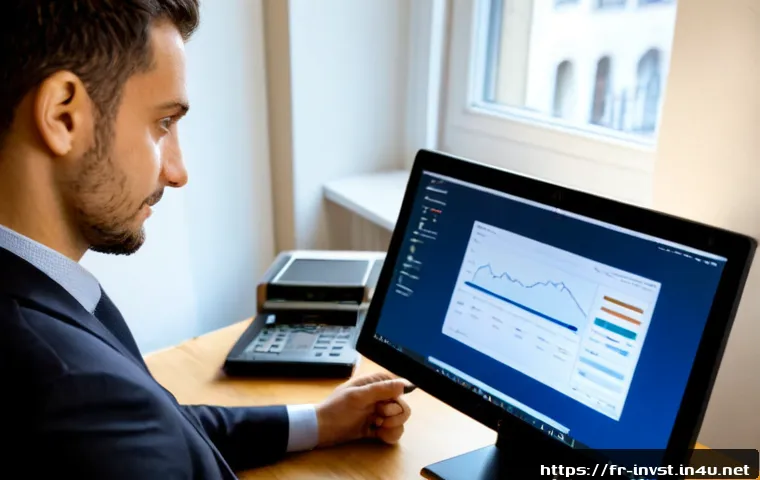 코인 프로젝트 백서 분석 - Photorealistic French cryptocurrency analyst at a clean Paris home-office desk, carefully comparing ...